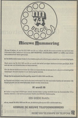 Nieuwe nummering 1974