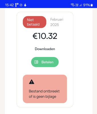 Foutmelding bij het downloaden van de factuur