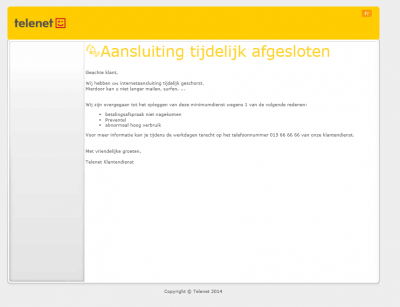 Screenshot Afsluiting Telenet