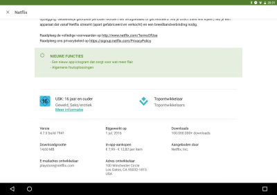 In-app-aankopen Netflix Play Store